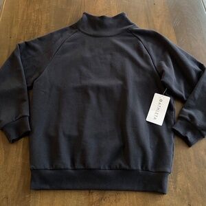 Athleta Forever Fleece Mockneck Sweatshirt Black Women's Size Extra Small New